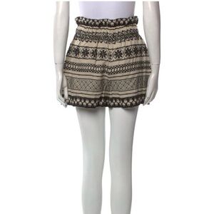 Alice + Olivia Embroidered Linen Shorts Natural Black XS NWT $225